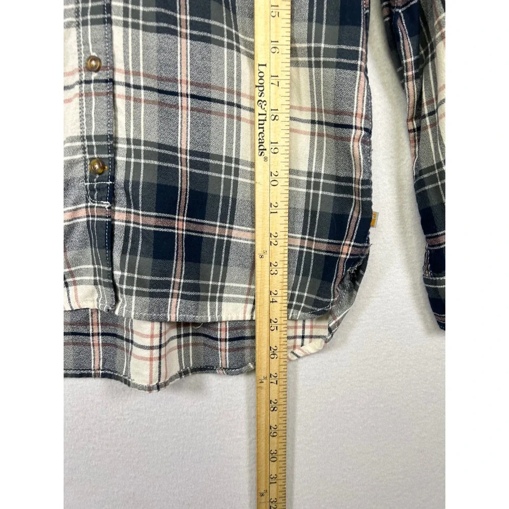 Workwear Carhartt Womens S Navy Pink Plaid Flannel Button Down Shirt‎ Utility